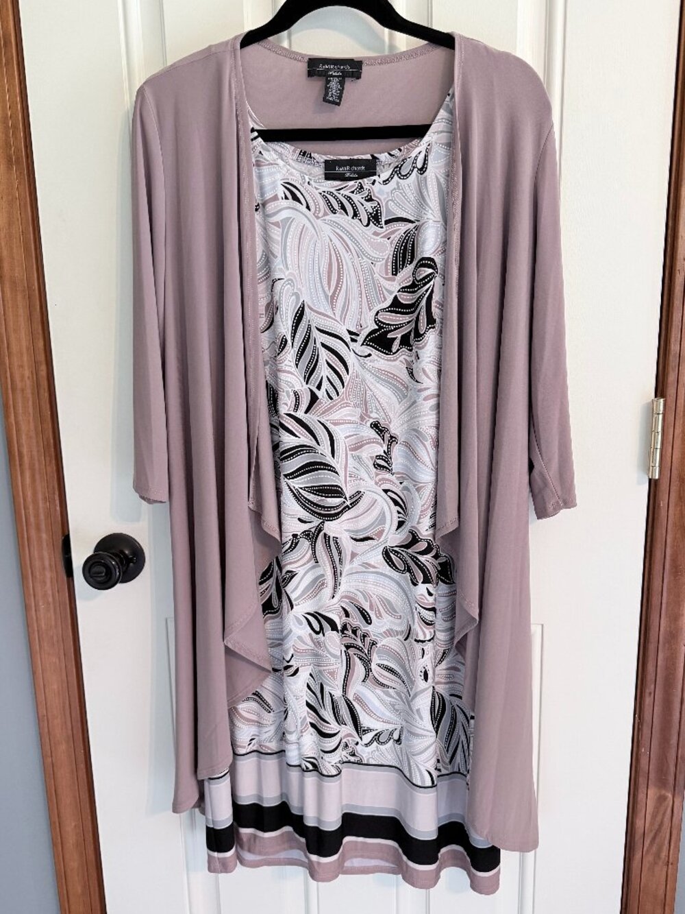 R & M Richards Mauve sheath dress set.